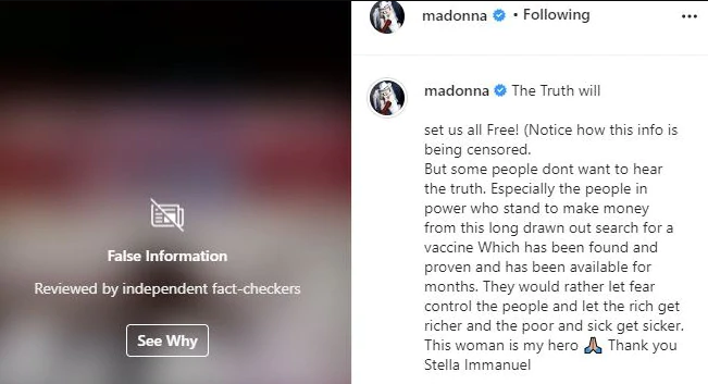 Мадонна опубликовала ужасную правду о коронавирусе, но ее видео удалили 