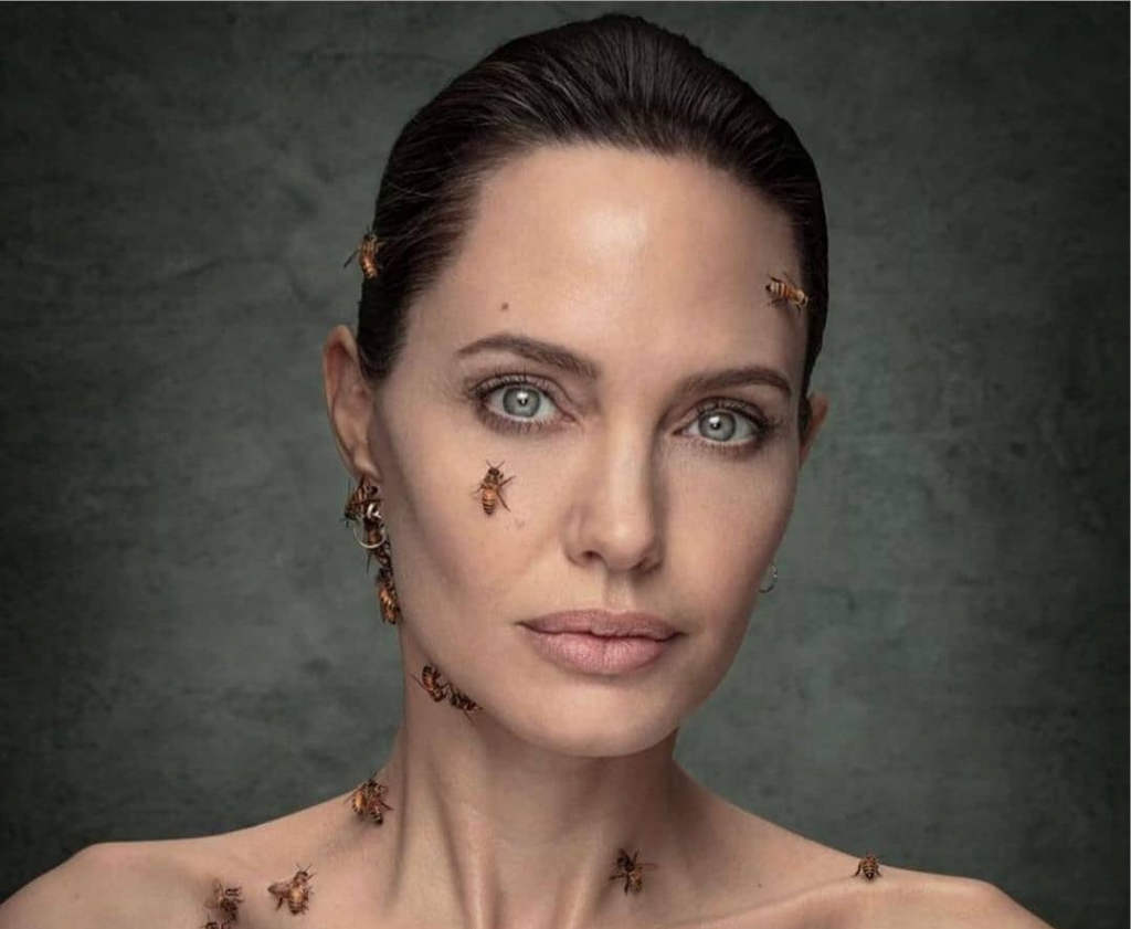 в сети появился ролик бекстейджа съемки Анджелины Джоли с роем пчёл